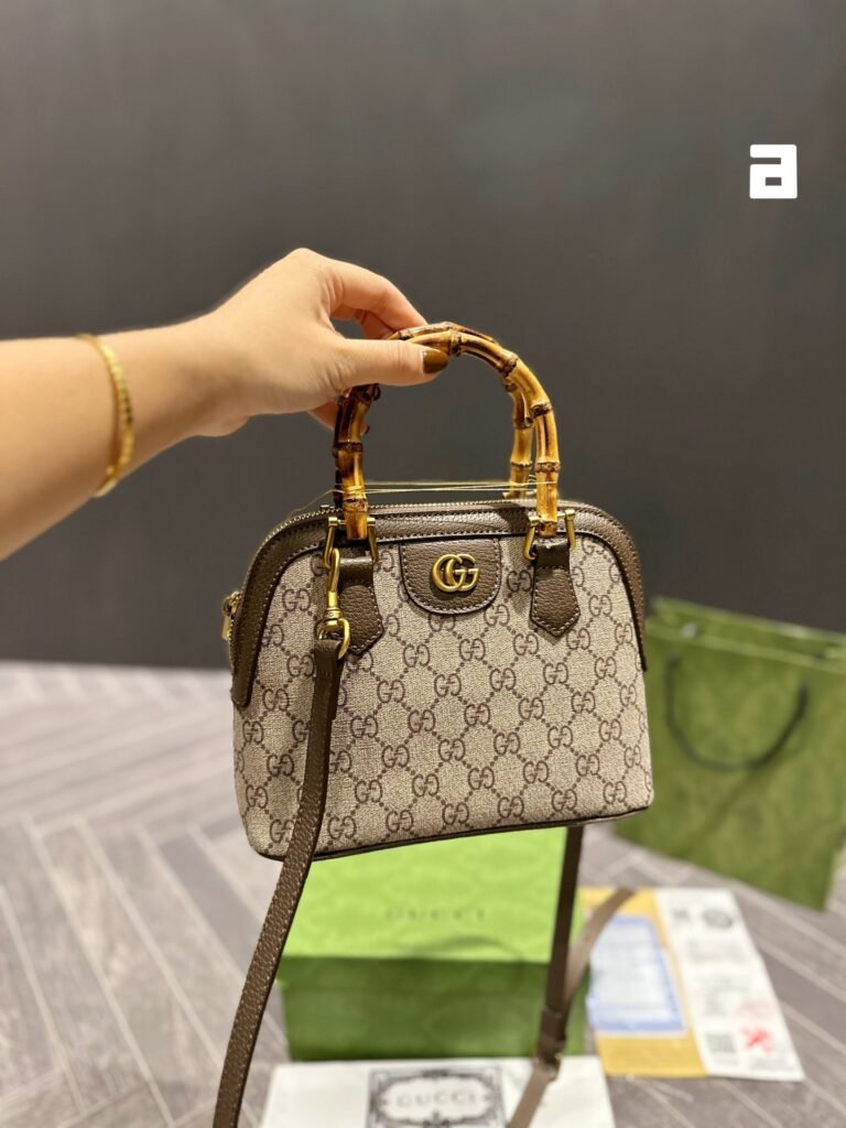 Gucci Bamboo Handle Mini Tote Bag Replica Premium GG Supreme Canvas Bag – Image 2