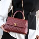 CHANEL Coco Handle Small Flap Bag 24cm in Grained Calfskin Elegant Top Handle Crossbody with Gold-Tone Hardware 20
