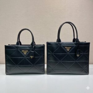 Prada Symbole Geometric Triangle Quilting Calfskin Tote Bag Iconic Luxury Handbag 2 Sizes