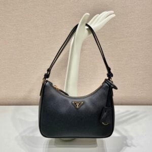 Prada Saffiano Leather Hobo Bag 23cm Versatile 3-in-1 Underarm Shoulder & Crossbody Handbag