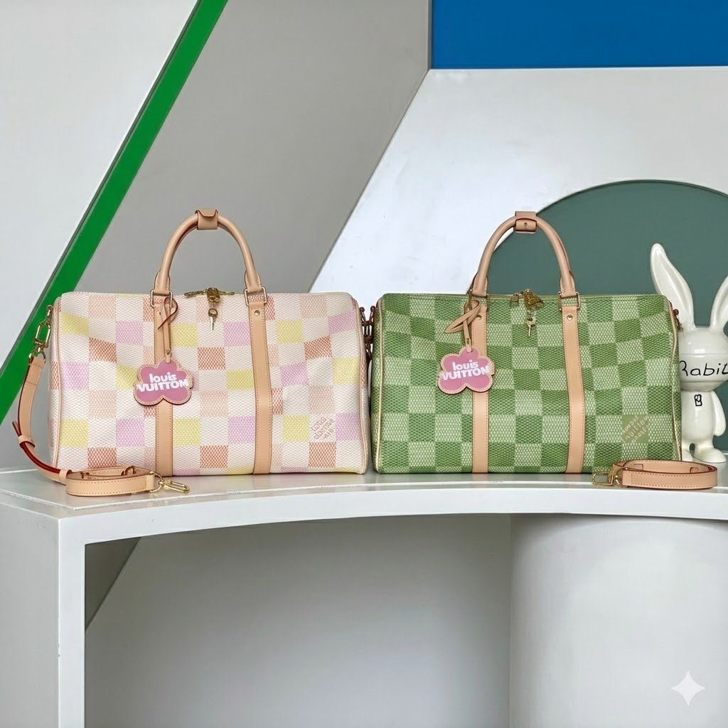 Louis Vuitton Keepall Bandoulière 45 Travel Bag 45cm The Giant Damier Pastel Collection 21
