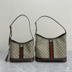 Gucci Ophidia GG Supreme Canvas Shoulder Bucket Bag Web Stripe & Double G Hardware