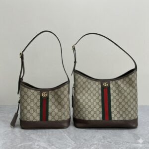 Gucci Ophidia GG Supreme Canvas Shoulder Bucket Bag Web Stripe & Double G Hardware