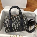 Dior Groove 20 Boston Bag Blue Oblique Jacquard with Leather Details