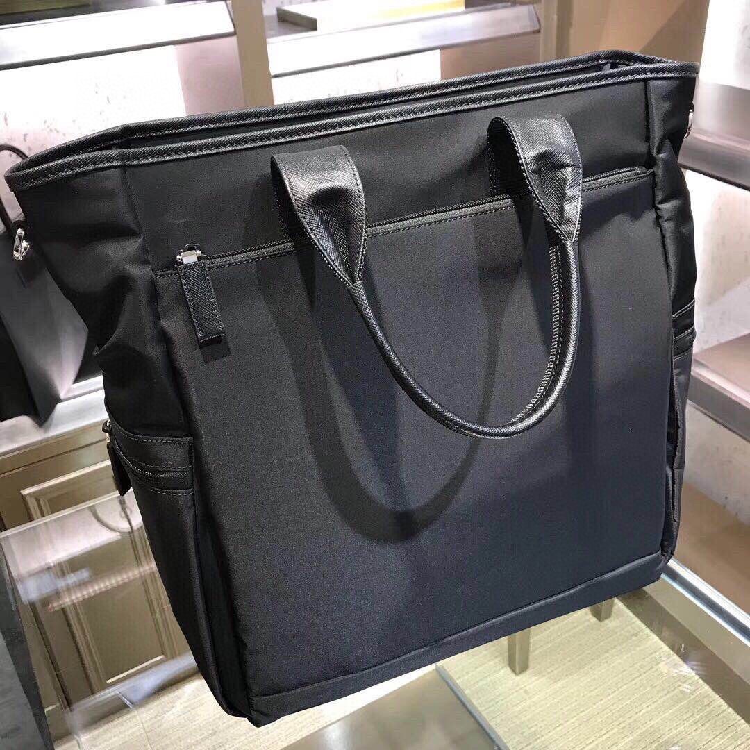Prada Men’s Premium Re-Nylon Tote Bag Luxury Business & Travel Handbag with Saffiano Leather Trim 3