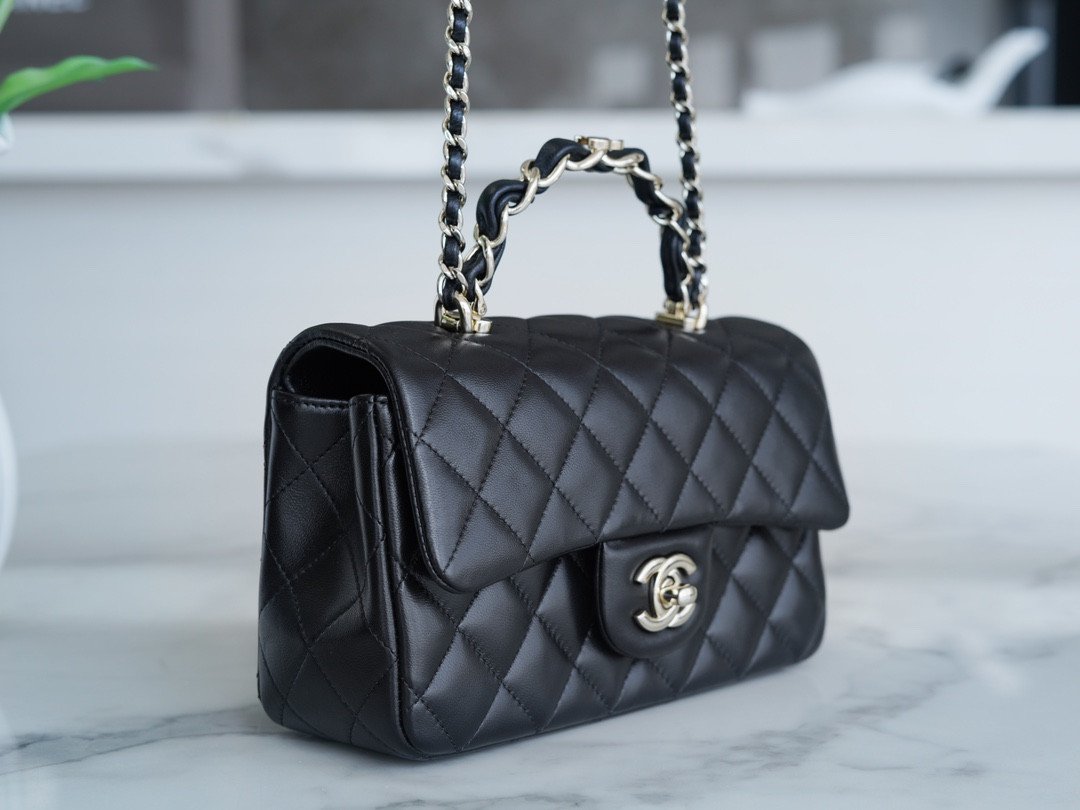 Chanel 23K Autumn/Winter Mini Classic Flap Bag 20cm The “Double C” Top Handle in Premium Quilted Leather 3
