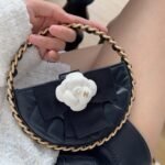 Chanel 23K Camellia Bow Hula Hoop Micro Bag 16cm Quilted Lambskin Evening Clutch & Wristlet 3