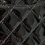 CHANEL 23S Rare Quilted Patent Leather Small Dome Shell Bag 16cm Timeless Black Gold 3