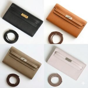 Hermès Kelly To Go Wallet Crossbody Bag 20cm Premium Epsom Leather with Exotic Alligator Straps and Iconic Gold-Plated Hardware