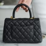 CHANEL Coco Handle Small Flap Bag 24cm in Grained Calfskin Elegant Top Handle Crossbody with Gold-Tone Hardware 4