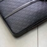 Gucci Signature Black Leather Slim Briefcase Men’s Embossed Calfskin Business Laptop Bag with Palladium-Toned Hardware 4