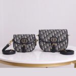 Dior Bobby Bag Blue Oblique Jacquard Medium & Small Flap Shoulder Bag with CD Buckle Removable Strap Crossbody