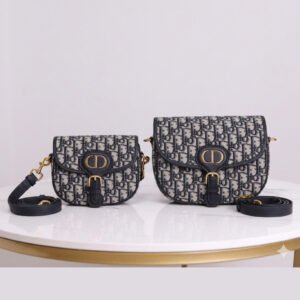 Dior Bobby Bag Blue Oblique Jacquard Medium & Small Flap Shoulder Bag with CD Buckle Removable Strap Crossbody
