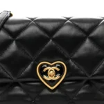 Chanel 22B Coco Love Quilted Heart Flap Bag 2 Sizes Black Lambskin & Gold-Tone 5