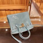 Hermès Queen Birkin Style Crocodile-Embossed Genuine Leather Handbag 30cm with Detachable Shoulder Strap 5