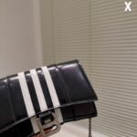 Balenciaga x Adidas Collaboration Hourglass Small Handbag 20cm 3-Stripes Calfskin Chain Crossbody Bag 5