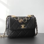 Chanel 23B Fall/Winter Calfskin Quilted Flap Bag with Gold Coin & Iconic Charms 19cm Black 5