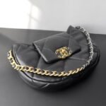 Chanel 24C 19 Hobo Underarm Bag 29cm Black Maxi Quilted Lambskin Half-Moon Crescent Shoulder Bag 5