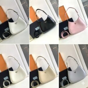 Prada Large Smooth Leather Asymmetrical Underarm Bag 30cm Interchangeable Straps in 6 Colors