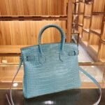 Hermès Queen Birkin Style Crocodile-Embossed Genuine Leather Handbag 30cm with Detachable Shoulder Strap 6