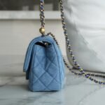 CHANEL 22C Quilted Denim Classic Flap Bag with Universal Adjustable Gold Ball Two Compact Sizes 6