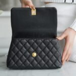 CHANEL Coco Handle Small Flap Bag 24cm in Grained Calfskin Elegant Top Handle Crossbody with Gold-Tone Hardware 6