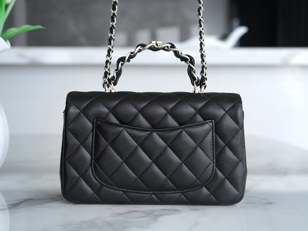Chanel 23K Autumn/Winter Mini Classic Flap Bag 20cm The “Double C” Top Handle in Premium Quilted Leather 6