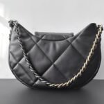 Chanel 24C 19 Hobo Underarm Bag 29cm Black Maxi Quilted Lambskin Half-Moon Crescent Shoulder Bag 6