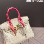 Hermès 25cm Birkin-Style Exotic Crocodile Embossed Leather Handbag Luxury Celebrity Edition 5 Colors 7