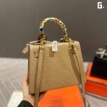 Hermès Croc-Embossed Kelly Style Handbag 25cm Luxury Top-Handle Bag with Signature Charms 7