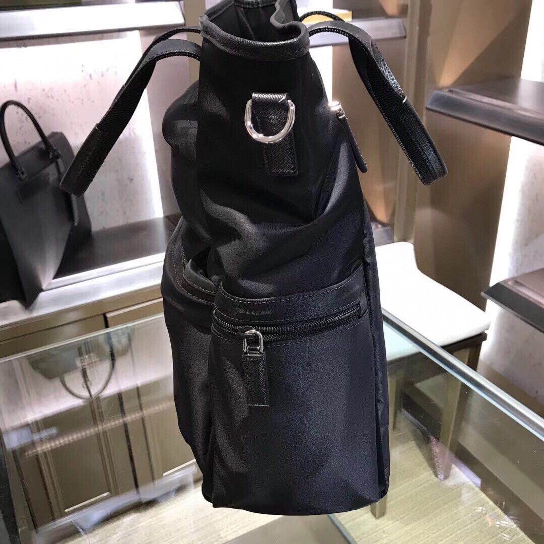 Prada Men’s Premium Re-Nylon Tote Bag Luxury Business & Travel Handbag with Saffiano Leather Trim 7