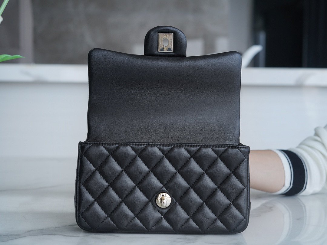 Chanel 23K Autumn/Winter Mini Classic Flap Bag 20cm The “Double C” Top Handle in Premium Quilted Leather 7