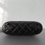 CHANEL 23S Rare Quilted Patent Leather Small Dome Shell Bag 16cm Timeless Black Gold 7