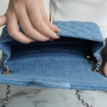 CHANEL 22C Quilted Denim Classic Flap Bag with Universal Adjustable Gold Ball Two Compact Sizes 8