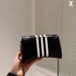 Balenciaga x Adidas Collaboration Hourglass Small Handbag 20cm 3-Stripes Calfskin Chain Crossbody Bag 8