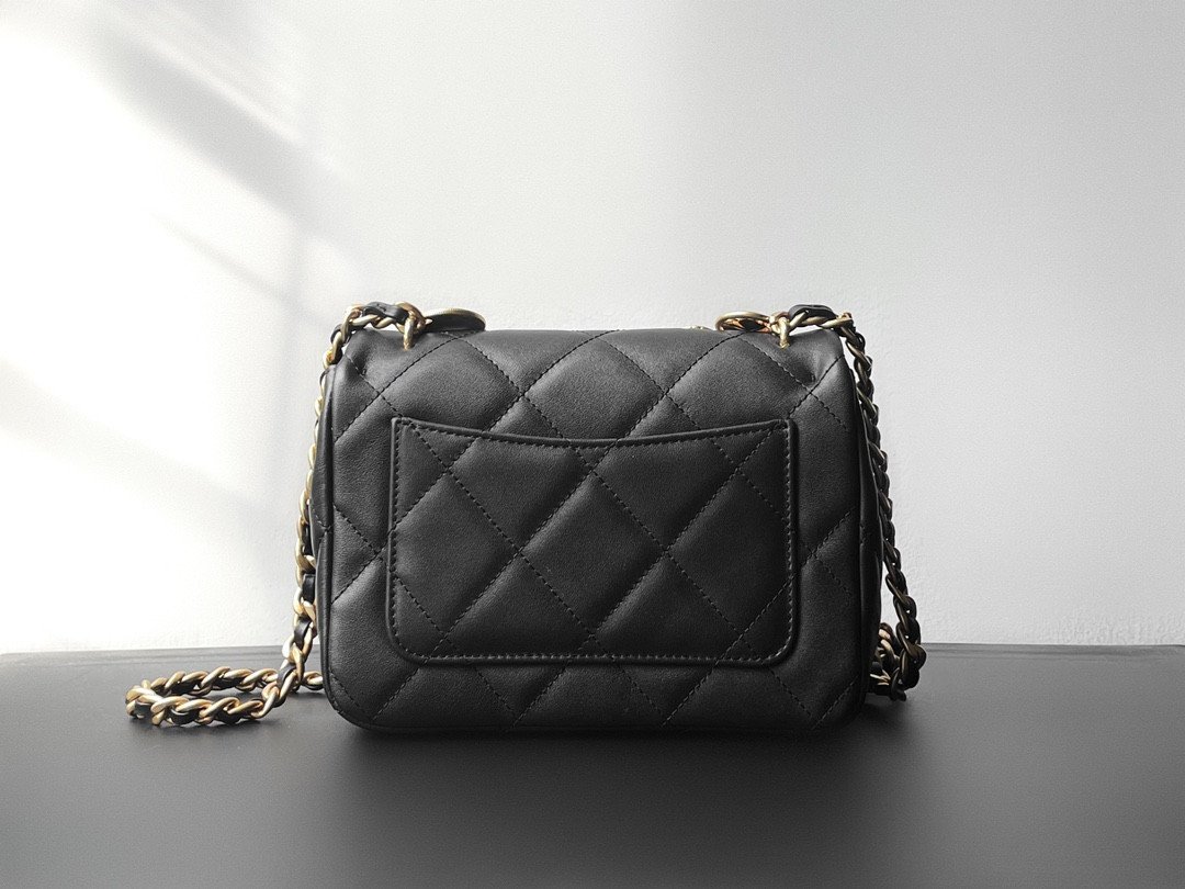 Chanel 23B Fall/Winter Calfskin Quilted Flap Bag with Gold Coin & Iconic Charms 19cm Black 8