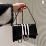 Balenciaga x Adidas Collaboration Hourglass Small Handbag 20cm 3-Stripes Calfskin Chain Crossbody Bag 9