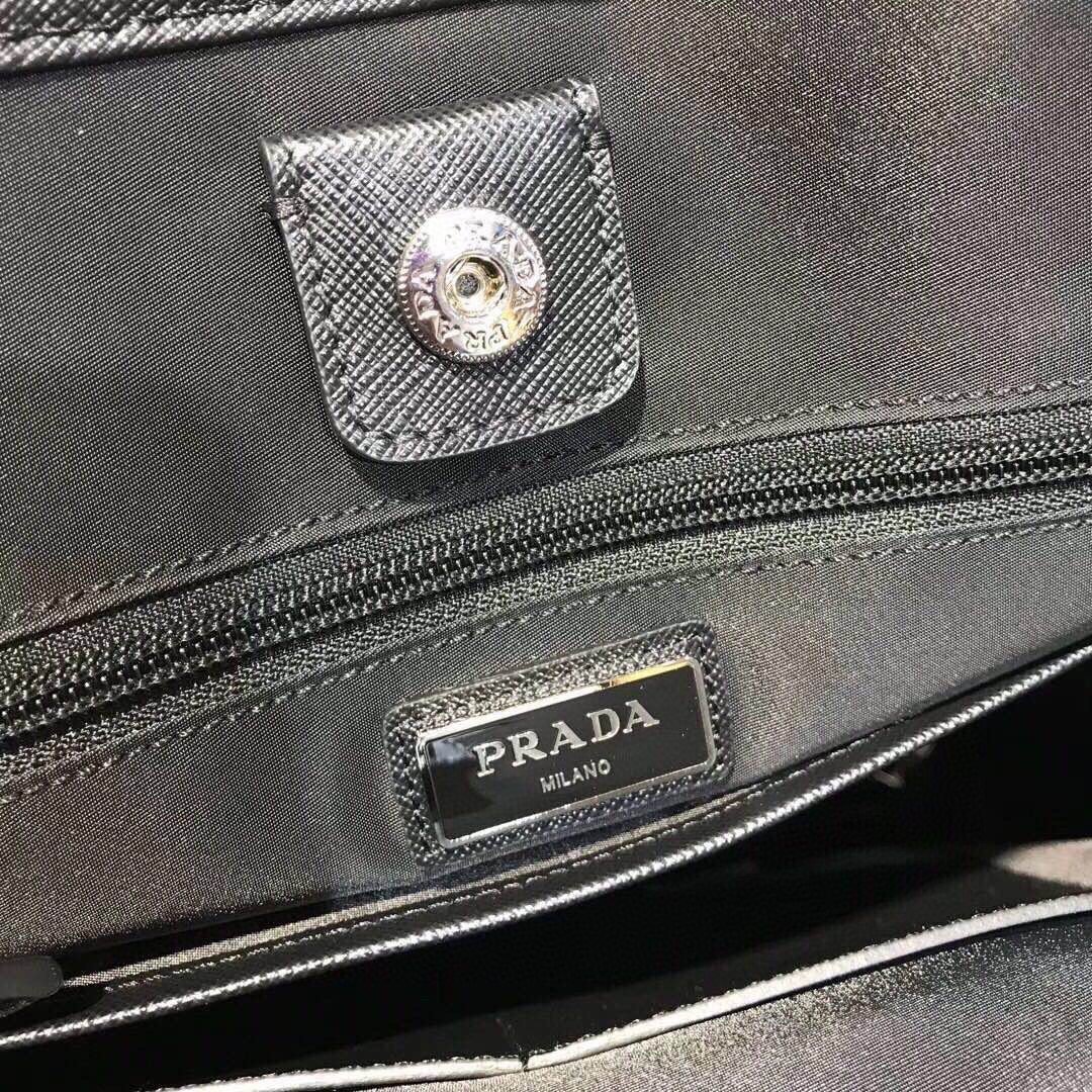 Prada Men’s Premium Re-Nylon Tote Bag Luxury Business & Travel Handbag with Saffiano Leather Trim 9