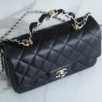 Chanel 23K Autumn/Winter Mini Classic Flap Bag 20cm The “Double C” Top Handle in Premium Quilted Leather 9
