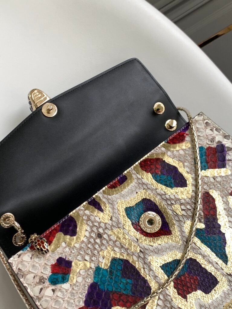 BVLGARI Serpenti Forever Shoulder Bag Rare Lunar Multi-Color Python Leather Crossbody Bag with Snakehead Buckle 20cm/27cm – Image 2 BVLGARI Serpenti Forever Shoulder Bag Rare Lunar Multi-Color Python Leather Crossbody Bag with Snakehead Buckle 20cm/27cm – Image 2