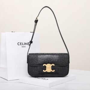 Celine Triomphe Shoulder Bag 20.5cm Exotic Patterned Calfskin Handbag Lizard & Crocodile Texture Crossbody Boutique Bag 1
