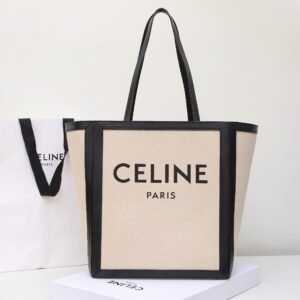 Celine Cabas Thais Tote Bag 31cm Textile and Calfskin Leather Premium Commuter & Travel Shopping Bag 1