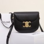 CELINE Teen Besace Triomphe Bag 18.5cm Shiny Calfskin Leather Crossbody Saddle Bag for Women 1