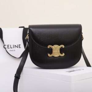 CELINE Teen Besace Triomphe Bag 18.5cm Shiny Calfskin Leather Crossbody Saddle Bag for Women 1