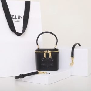 Celine Mini Vanity Case 9.5cm Shiny Calfskin with Triomphe Motif Leather Luxury Crossbody Bag 1