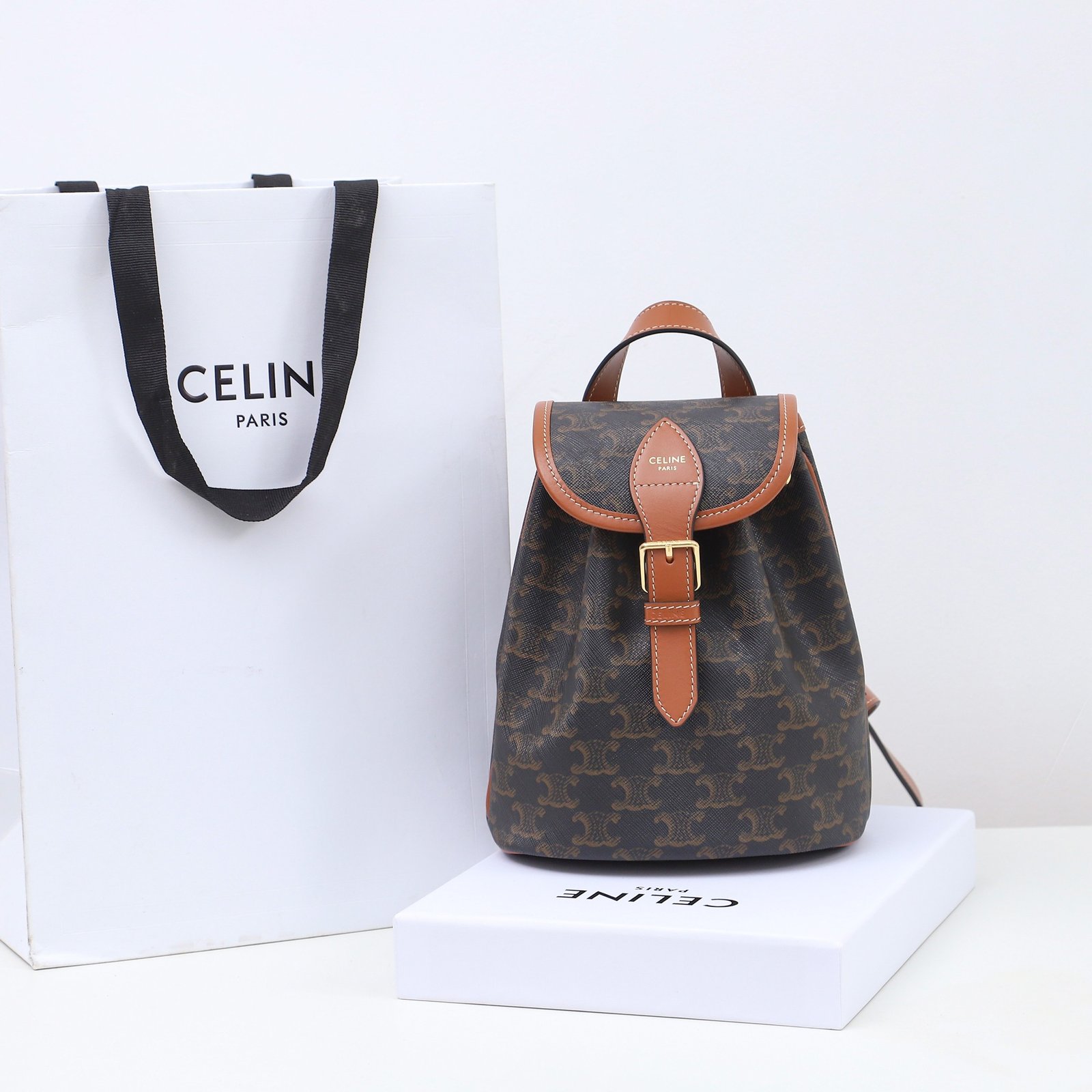 CELINE Triomphe Canvas Backpack Vintage Monogram Leather Bookbag in Mini and Large Sizes Rucksack 1