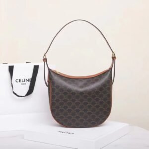 Celine Large Hobo Bag 31cm Triomphe Canvas and Italian Leather Minimalist Shoulder Bag for Women 1