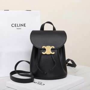 CELINE Bonnie Small Backpack 18x25cm Mini Leather Rucksack with Gold Triomphe Plate Parisian Chic Everyday Carry 1