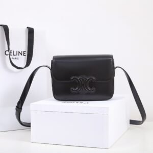 CELINE Cuir Triomphe Shoulder Bag Shiny Calfskin Leather Crossbody Bag Minimalist Handbag with Embossed Logo 1