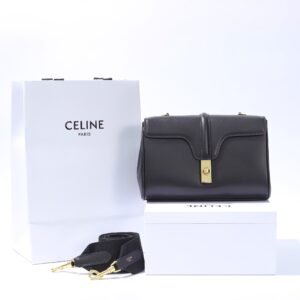 CELINE Teen Soft 16 Bag 23cm Smooth Calfskin with Removable Wool Strap Luxury Crossbody Handbag 1